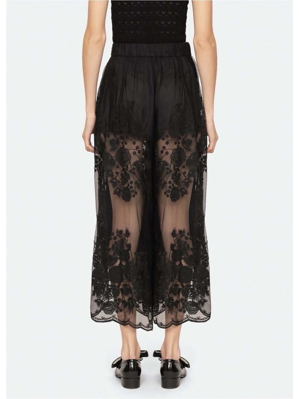 SEA New York Lace Flared Floral Arielle Cropped Sheer Pants - Picture 5 of 7